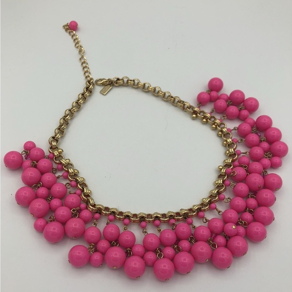 Kate Spade "Sweet As Pie" Bright Pink Cluster Beaded Collar Bib Necklace - Picture 10 of 11